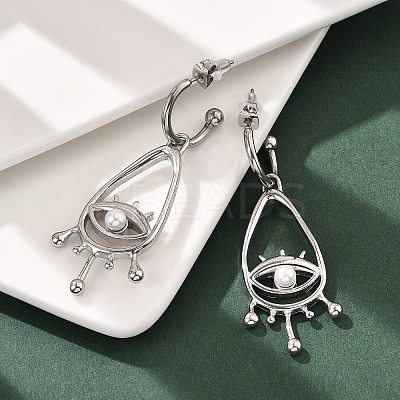 304 Stainless Steel Shell Pearl Dangle Stud Earrings for Women EJEW-U051-06P-1