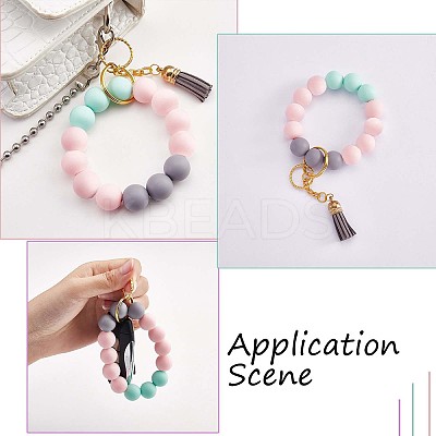 90Pcs Silicone Beads 15mm Round Silicone Bead Bulk Colorful Silicone Bead Kit for Keychain Jewelry DIY Crafts Making JX305A-1