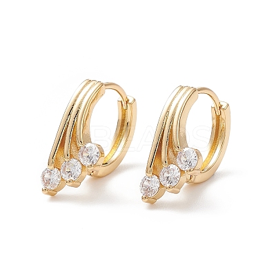Cubic Zirconia Flower Hoop Earrings EJEW-B014-13G-1
