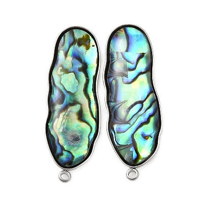 304 Stainless Steel Pave Natural Paua Shell Stud Earring Findings STAS-Z125-02P-1