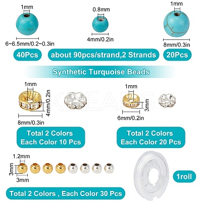 DIY Synthetic Turquoise Beads Necklace Making Kit DIY-SC0018-05-1