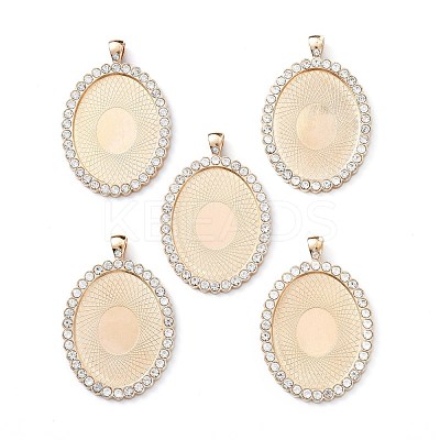 Oval Alloy Rhinestone Big Pendant Cabochon Settings ALRI-T356-01KCG-1