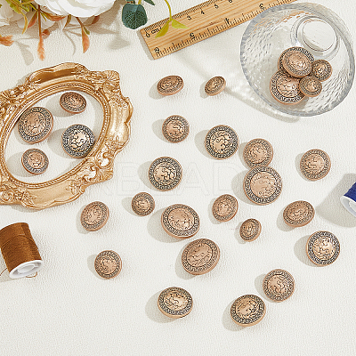 30Pcs 5 Styles Zinc Alloy Buttons BUTT-FH0001-016AG-1