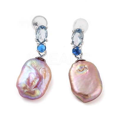 Oval Rhodium Plated 925 Sterling Silver Studs Earrings STER-Z009-04P-1