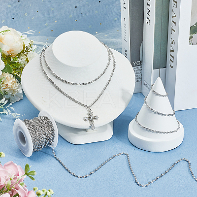 DIY 304 Stainless Steel Cable Chains Necklaces Making Kits DIY-SC0027-83C-1