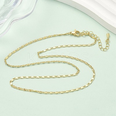 2MM Brass Textured Oval Link Chain Necklaces NJEW-P339-01A-G-1