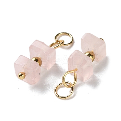Natural Rose Quartz Cuboid Beaded Pendants STAS-C120-02G-06-1