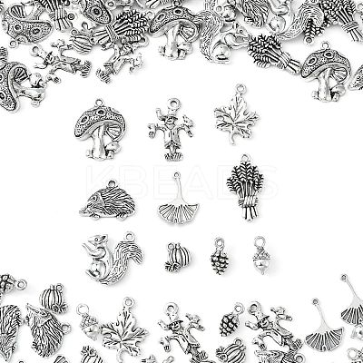 100Pcs 10 Styles Autumn Tibetan Style Alloy Pendants TIBEP-CJ0002-56-1