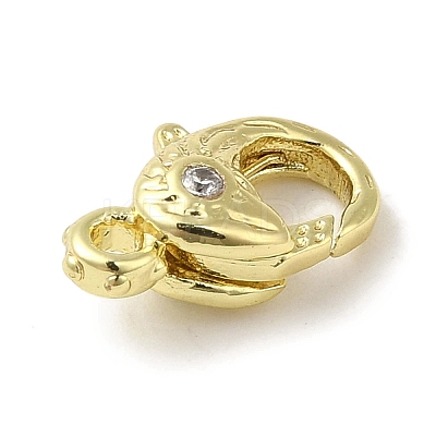 Brass Micro Pave Clear Cubic Zirconia Lobster Claw Clasps KK-K371-11B-G-1