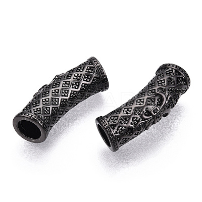 Brass Micro Pave Cubic Zirconia Tube Beads ZIRC-T004-60B-1