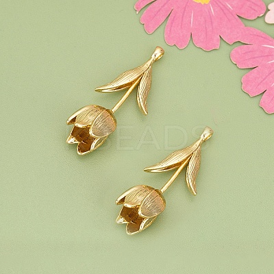 Three-Dimensional Flower Brass Pendants KK-V006-02G-04-1