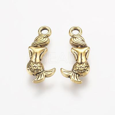 Tibetan Style Alloy Mermaid Pendants TIBEP-5402-AG-FF-1