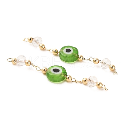 Handmade Evil Eye Lampwork with Glass Handmade Beaded Links Connectors KK-M266-09G-03-1