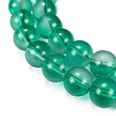 Frosted Transparent Glass Bead Strands GLAA-P065-10mm-14-1