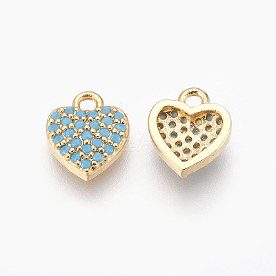 Brass Micro Pave Cubic Zirconia Charms KK-O106-25G-1