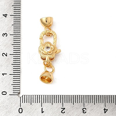 Flower Brass Micro Pave Clear Cubic Zirconia Lobster Claw Clasps KK-U059-49G-1