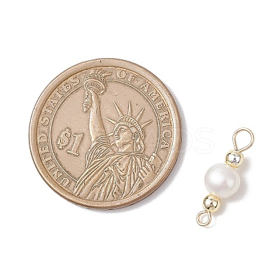 Natural Cultured Freshwater Pearl Potato & Round Electroplate Non-magnetic Synthetic Hematite Beaded Connector Charms PALLOY-JF04191-01-1