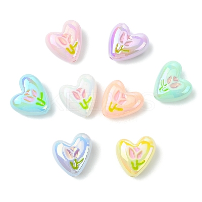 8Pcs 8 Colors UV Platings Acrylic Beads MACR-YW0004-29-1
