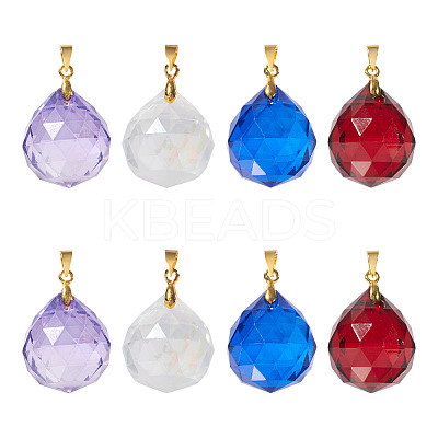 8Pcs 4 Colors Transparent K9 Glass Pendants FIND-TA0003-17-1