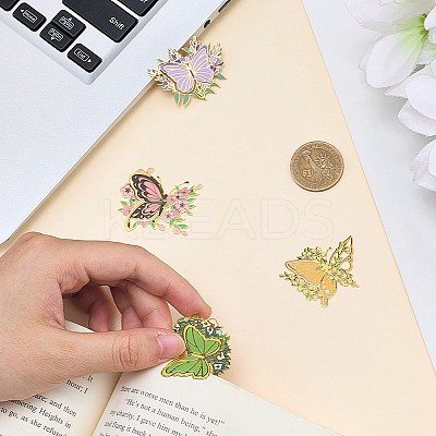 4Pcs Butterfly Brass Bookmarks AJEW-WH20054-145-1