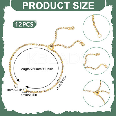 12Pcs Ion Plating(IP) 304 Stainless Steel Rolo Chain Slider Bracelet Making AJEW-HY00003-1
