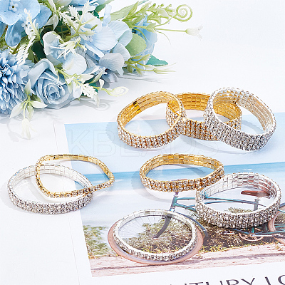 8Pcs 8 Style Crystal Rhinestone Tennis Bracelets Set BJEW-AN0001-51-1