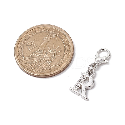 26Pcs Letter A~Z Alloy Rhinestone Pendant Decorations HJEW-JM02651-1