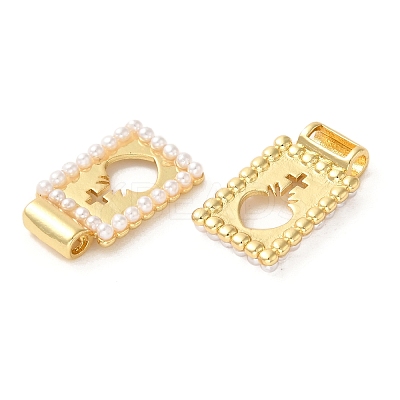 Rack Plating Brass & Acrylic Pearl Pendants KK-G488-05A-G-1