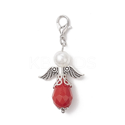 Angel ABS Plastic Imitation Pearl & Acrylic Pendants Decorations HJEW-JM03638-1