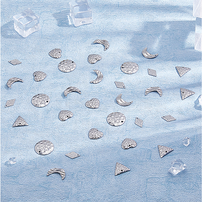 50Pcs 5 Style 304 Stainless Steel Pendants STAS-HY0001-30-1