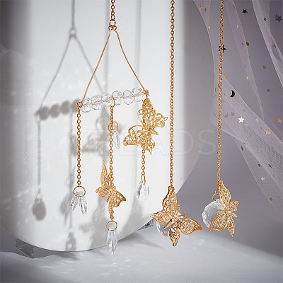 3Pcs 3 Styles Crystal Glass Teardrop Suncatchers Prisms Car Hanging Pendant Decorations HJEW-PH01676-1
