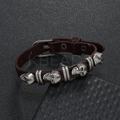 Alloy Skull Rivets Bracelet BJEW-C037-03B-1