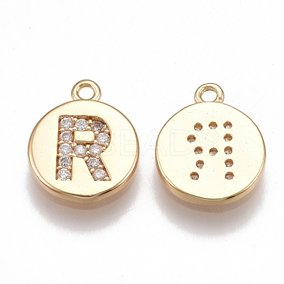 Brass Cubic Zirconia Charms X-KK-T038-194G-R-1