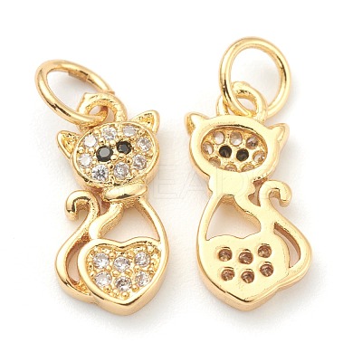 Brass Clear Cubic Zirconia Charms ZIRC-B010-04G-1