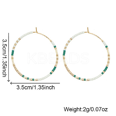 Handmade Glass Seed Beads Hoop Earrings HQ0649-3-1
