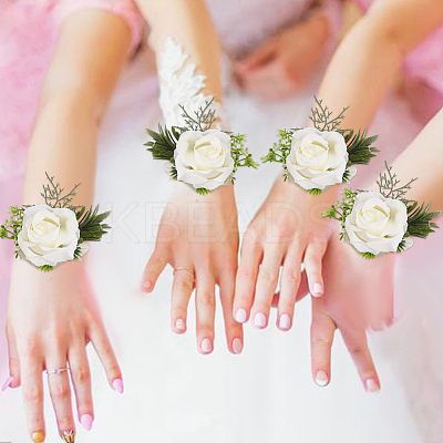 Silk Cloth Imitation Rose Wrist Corsage AJEW-WH0314-834-1