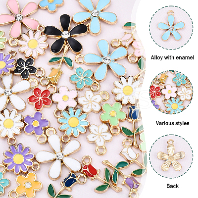 20Pcs 5 Styles Random Color Alloy Enamel Charms ENAM-YW0004-79A-1