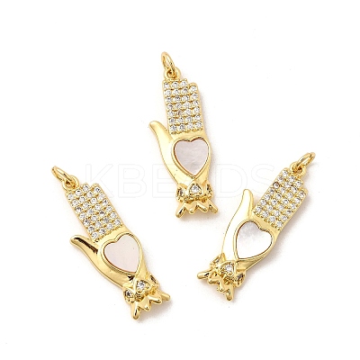 Brass Micro Pave Cubic Zirconia Pendants KK-K302-20B-G-1