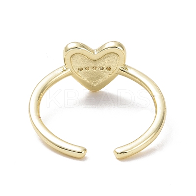 Clear Cubic Zirconia Heart Open Cuff Ring RJEW-P032-37G-1