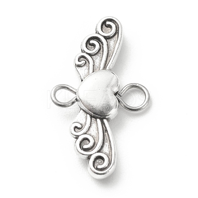 Tibetan Style Alloy Heart with Wing Connector Charms PALLOY-JF01773-1