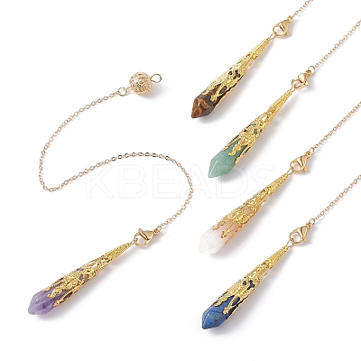 Natural Mixed Gemstone Pointed Dowsing Pendulums PALLOY-JF02149-1