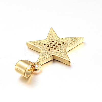 Brass Micro Pave Clear Cubic Zirconia Pendants ZIRC-L085-85G-1