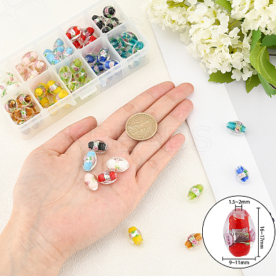 Handmade Foil Glass Lampwork Beads FOIL-OC0001-02-1