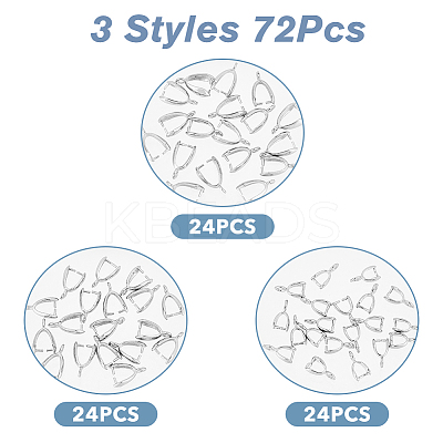 72Pcs 3 Sizes Grade AA Brass Ice Pick Pinch Bails for Pendant Making KK-FH0006-26-1