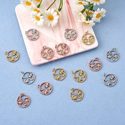 5Pcs Brass Micro Pave Clear Cubic Zirconia Pendants ZIRC-SZ0003-33A-1