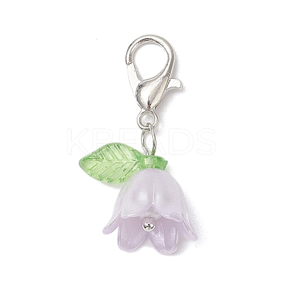 Flower Acrylic & Plastic Imitation Pearl Beads Pendant Decorations HJEW-JM03231-01-1