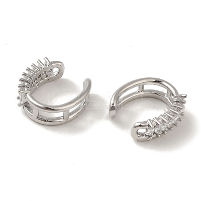 Rack Plating Brass Pave Clear Cubic Zirconia Oval Cuff Earrings for Women EJEW-P280-16P-1