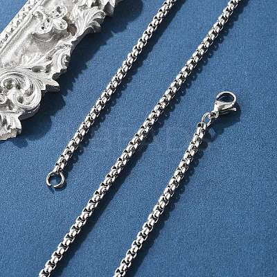 Tarnish Resistant 304 Stainless Steel Venetian Chain Box Chain Necklace Making LS-STAS-A028-N031P-A-1