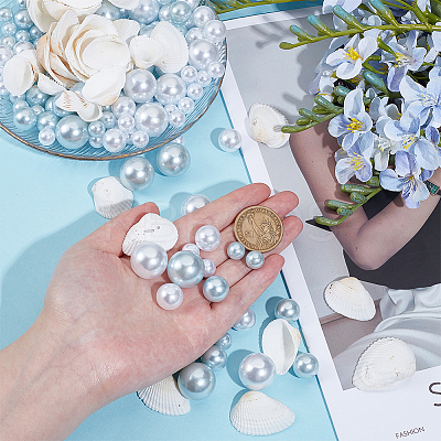 140Pcs 3 Styles ABS Plastic Imitation Pearl Round Beads KY-SP0001-64-1