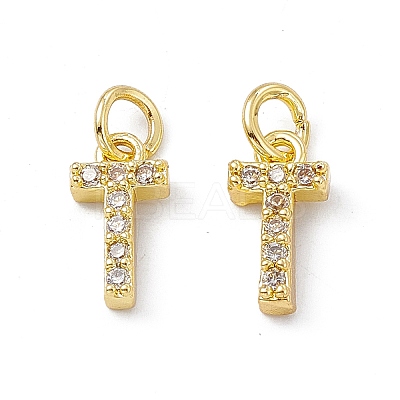 Real 18K Gold Plated Brass Micro Pave Clear Cubic Zirconia Charms KK-E068-VB452-T-1